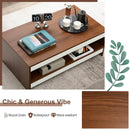 37 Inch 2-Tier Rectangle Wooden Coffee Table with Storage Shelf-Wulnat by LJGDeals