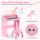37 Keys Music Piano with Microphone Kids Piano Keyboard with Detachable Music Stand