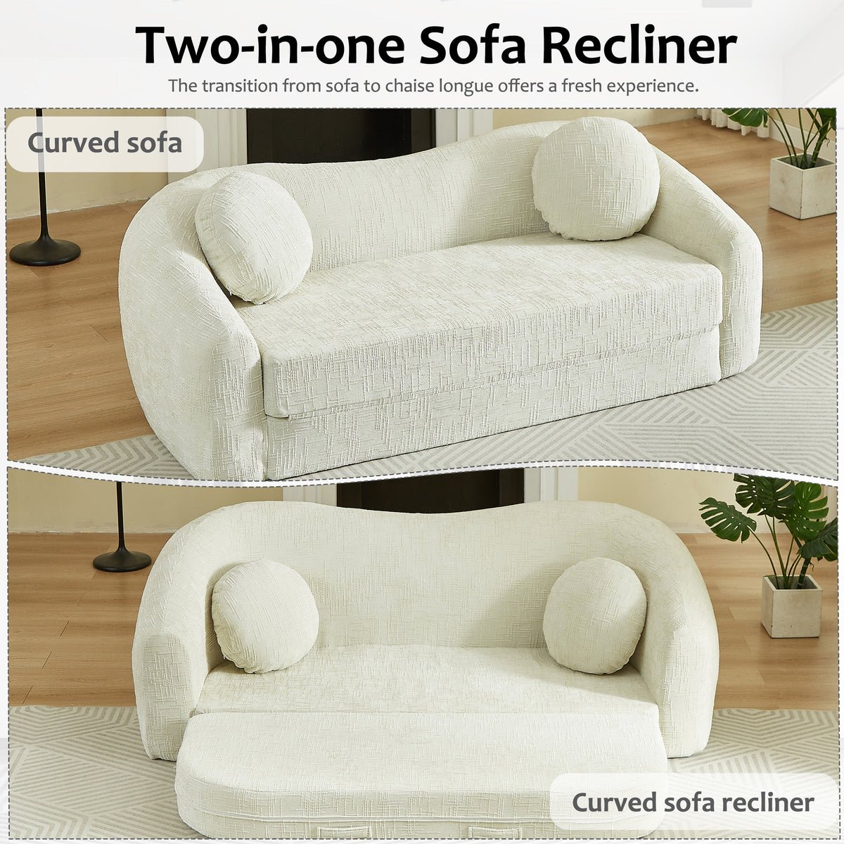 86-Inch Curved Convertible Sofa Recliner, photo 6 of 10
