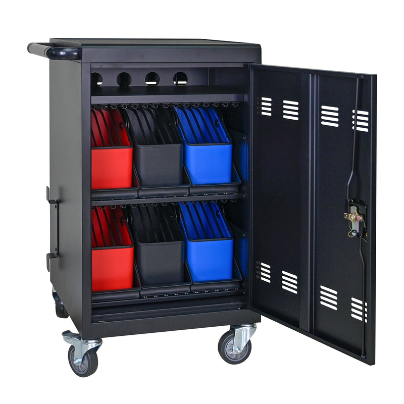 32 Bit Device Charging Trolley For Tablets And Laptops With Cable Management, Removable Doors - Matte Black, photo 5 of 13