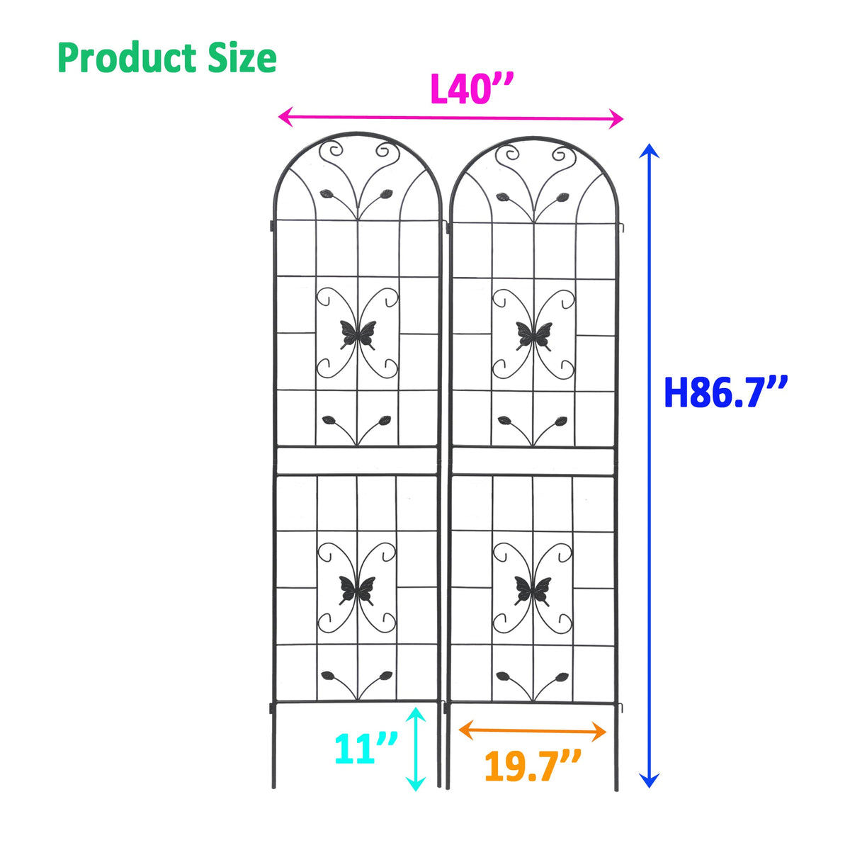 2 Pack Metal Garden Trellis 86.7" x 19.7", photo 7 of 10