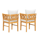 Farmhouse Modern Dining Corner Chairs (Set of 2) With Handwoven Rattan Backrests And Solid Wood Legs - Natural / White by Unique Piece Furniture