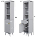 Tall Bathroom Storage Cabinet With Adjustable Shelves And 1 Drawer & Door