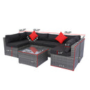 5 Pieces Rattan Sectional Outdoor Furniture Cushioned U Sof Set With 2 Pillow - Gray / Black by Unique Piece Furniture