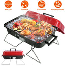 Portable Charcoal Grill OutdoorÊTabletop Grill Small Barbecue Smoker Folding BBQ Grill with Lid for Backyard Camping Picnics Beach