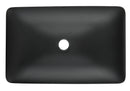 14.38" L -22.25" W -4-3/8 in. H Matte Shell Glass Rectangular Vessel Bathroom Sink in Black with Faucet and Pop-Up Drain in Matte Black