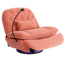 270 Degree Swivel Power Recliner with Voice Control, Bluetooth Music Player,USB Ports, Atmosphere Lamp, Hidden Arm Storage and Mobile Phone Holder for Living Room, Bedroom, Apartment, Red