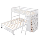 Bunk Bed With 6 Drawers And Flexible Shelves, Bottom Bed With Wheels by HouseOfZazla