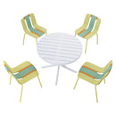 4 Piece Set Of Modern Striped Color Blocking Single Chairs With Round Table by HouseOfZazla