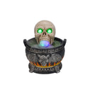 Halloween Skull Cauldron Statue with LED Light and Smoke Fog Effect