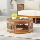 27.95" Acacia Wood Outdoor Coffee Table with Handwoven Rope Accent by HouseOfZazla