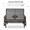 2-Person Outdoor Glider Bench氓Patio Glider Loveseat Chair with Powder Coated Steel Frame Seats Porch Rocking Glider for Backyard, Lawn, Garden and Porch, Mixed Grey