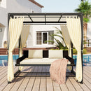 2-3 People Outdoor Swing Bed, Adjustable Curtains, Suitable For Balconies, Gardens And Other Places