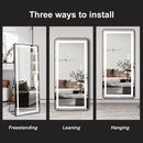 Full-Length Vertical Mirror With LED Light, Dimming Wall Mirror With Frame by HouseOfZazla