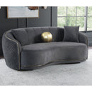 Luxe Upholstered Curved Sofa With Trim And Diamond Quilting - Dark Gray by HouseOfZazla