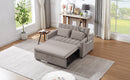 55.9" Convertible Sofa Bed Loveseat Sofa with Three USB Ports, Two Side Pockets, Two Cup Holders and 360Swivel Phone Holder for Living Room, Light Grey