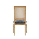 Elegant French Country Dining Chairs Set of 6 with Cane Backrest & Upholstered Seats in Blue Gray Solid Rubberwood Frame