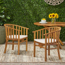 Outdoor Wooden Dining Chairs With Cushions (Set of 2)