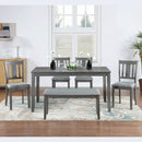 6 Pieces Kitchen Dining Set, Rectangular Wooden Dining Table With 4 Upholstered Chairs And A Bench by Unique Piece Furniture