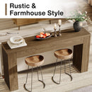 Console Table With Vertical Slat Legs For Entryway - Rustic Brown by HouseOfZazla