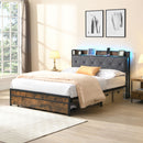 Modern Bed Frame With LED Lights, Upholstered Headboard, USB Charging by Unique Piece Furniture