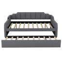 Full Size Upholstered Daybed With Trundle And USB Charging - Gray by HouseOfZazla