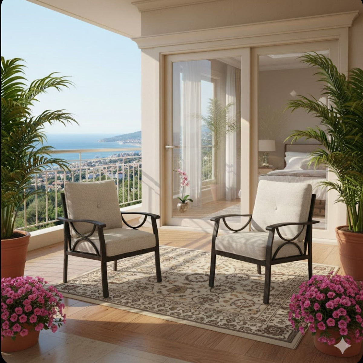 All-Weather Armchairs With Cushions, Modern Sculptural Design (Set of 2), photo 7 of 22
