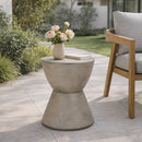 Outdoor Lightweight Concrete Side Table, Light Gray by HouseOfZazla