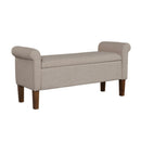Upholstered Storage Bench With Rolled Armrests - Beige by HouseOfZazla