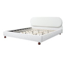 Cream-Colored Boucle Upholstered Bed with Rubber Wood Foot, King by HouseOfZazla