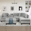 Modern Sectional Sofa With Storage Ottoman, L - Shape Couch With 2 Pillows And Cup Holders by HouseOfZazla