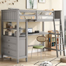 Loft Bed With Drawers With Desk And Shelves by HouseOfZazla
