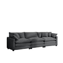 Mid-Century Modern 3 Seater Sectional Sofa With Arm And Throw Pillows