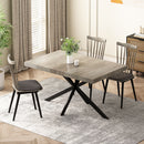 Retro Rectangular Stretch Dining Table With Embossed Center Plate by HouseOfZazla