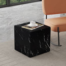 Luxurious Marble Texture Coffee Table Cube Design Elegant Living Room Accent - Black by Unique Piece Furniture