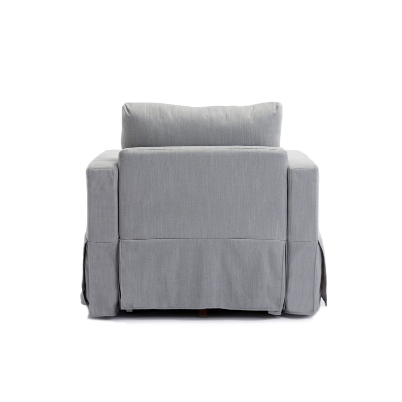 4 Seat Module Sectional Sofa Couch With 2 Ottoman,Seat Cushion and Back Cushion Removable and Washable,Light Grey