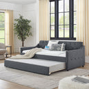 Size Upholstered Daybed With Trundle And USB Charging Armrest by HouseOfZazla