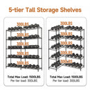 5 Tiers Adjustable Heavy Duty Metal Storage Shelves