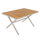 Outdoor 7-Piece Dining Set - Rectangular Teak Wood Table + 6 Wicker Chairs with Cushions by HouseOfZazla