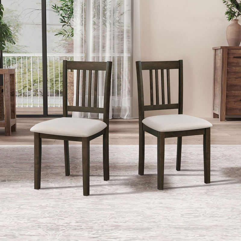(1 Table with 4 Chairs)Wooden Dining Table Set, Mid Century Modern Square Wooden Kitchen Table and Upholstered Dining Chairs for Dining Room, Kitchen, Saving Space,Brown