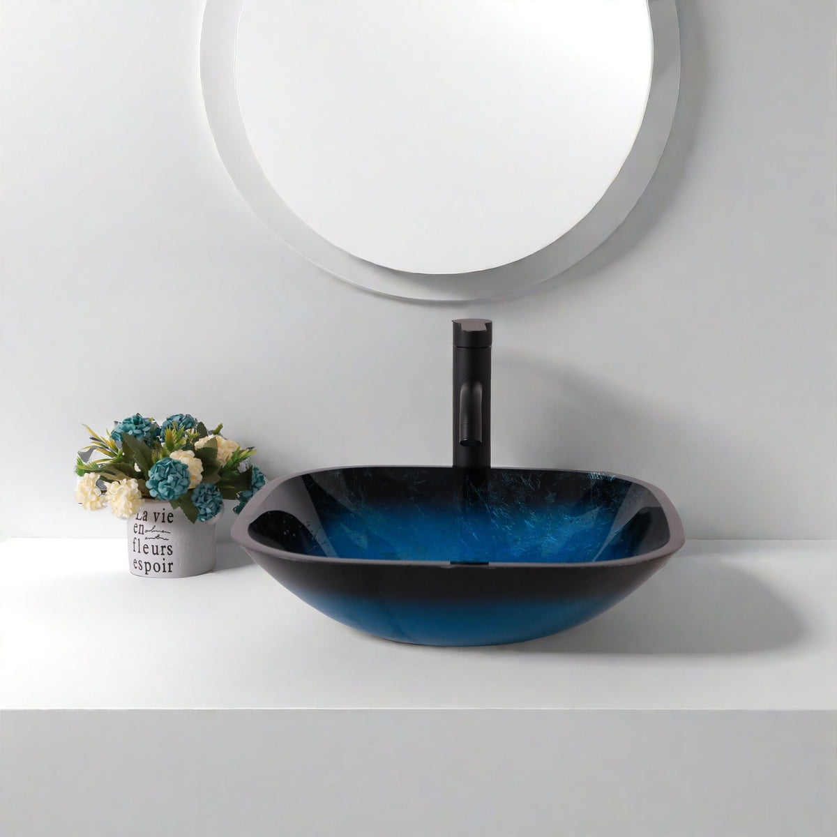 Artistic Vessel Sink With Faucet And Pop Up Drain - Blue, photo 3 of 12
