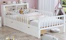 Bed With Headboard Storage Rack, 2 Under Bed Drawers, 3 Side Guardrails For Safety by HouseOfZazla