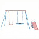 Xns107 - 2 Swing Set With Slide For Outdoor - Blue / Pink by HouseOfZazla