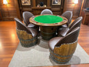 Whiskey & Wine Barrel Game Table Set — Poker Top and Dining Top Included, 6 Chairs