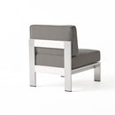 Outdoor Aluminum Armless Chair With Cushion - Silver by HouseOfZazla