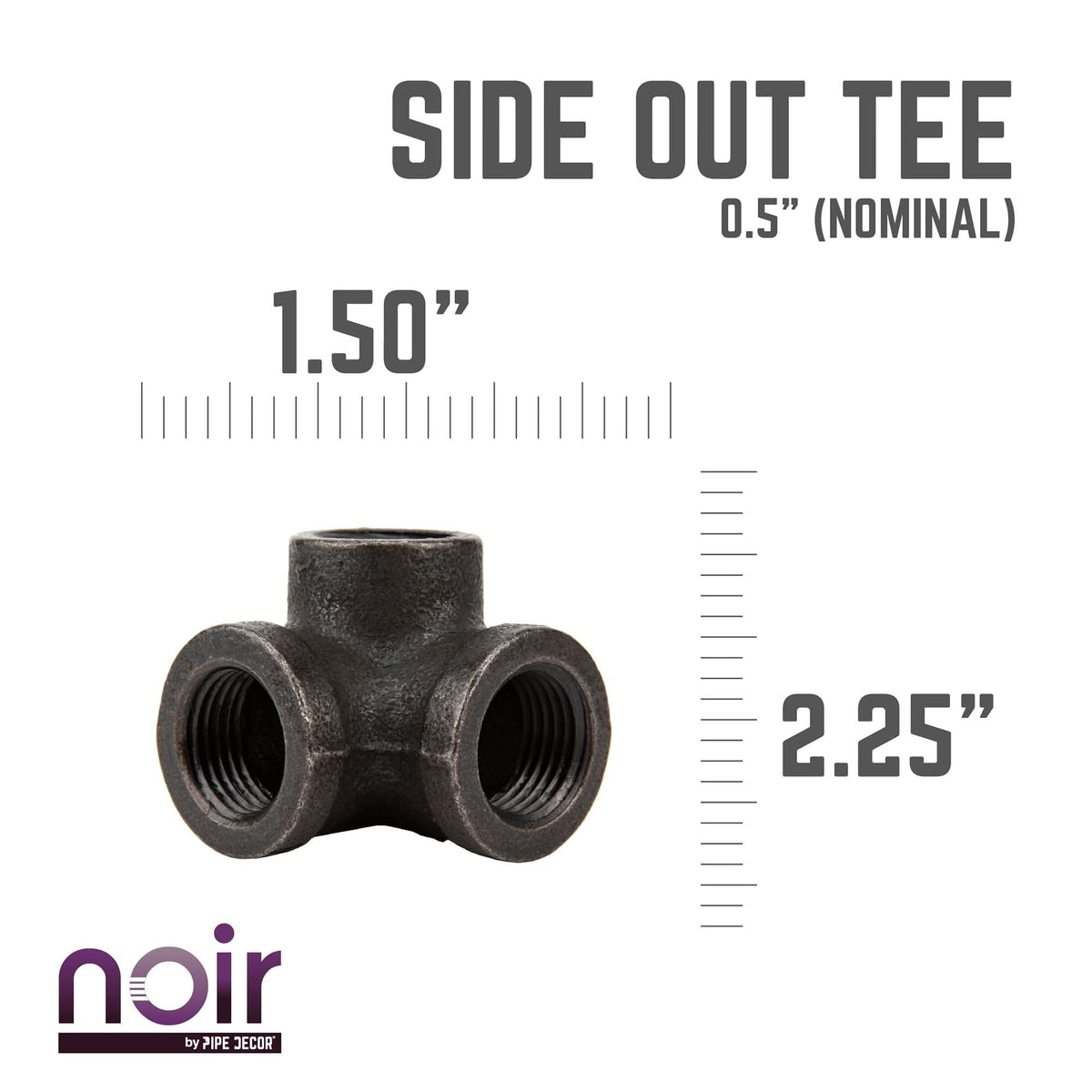 1/2 in.  Prefinished Matte Black Side Outlet Tee, photo 2 of 11