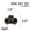 1/2 in. Prefinished Matte Black Side Outlet Tee by PIPE DECOR