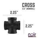 1/2 in. Prefinished Matte Black Cross by PIPE DECOR
