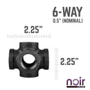 1/2 in. Prefinished Matte Black 6-Way Fitting