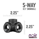1/2 in. Prefinished Matte Black 5-Way Fitting by PIPE DECOR